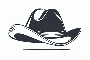 cowboy hat black and white silhouette vector