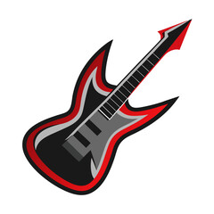 Guitar silhouettes set.Acoustic and heavy rock electric guitars musical instruments. Simple set of electric guitar vector icons for web design. Music symbols collection.Vector ilustration