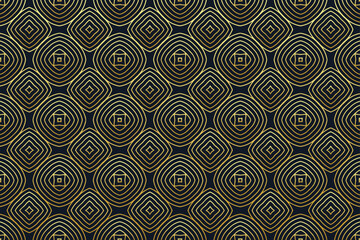 Ethnic dark background, tribal design cover, banner, wallpaper. Geometric golden exotic pattern. Classic ornaments, arabesques, mandala of the East, Asia, India, Mexico, Aztec, Peru.