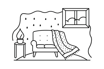 Rainy Day Mood Living Room With Warm Lighting