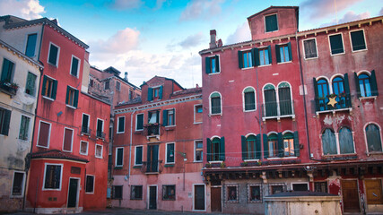 old streets and houses of Venice. Italian cities