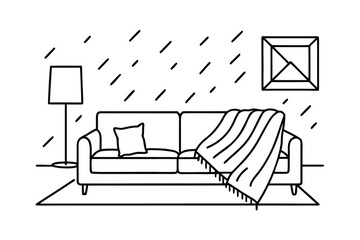 Rainy Day Mood Living Room With Warm Lighting