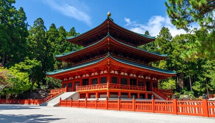Naklejka premium Pagoda in a lush green forest