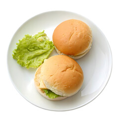 Delicious Mini Burgers: Close-up Photo of Two Small Burger Buns with Lettuce