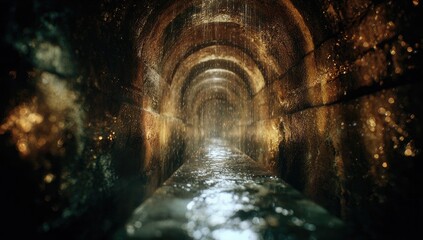 Naklejka premium Dark tunnel, water, arches