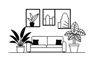 Plant Filled Living Room With Botanical Pots