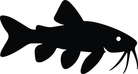 Silhouette catfish swimming underwater aquatic animal vector illustrator