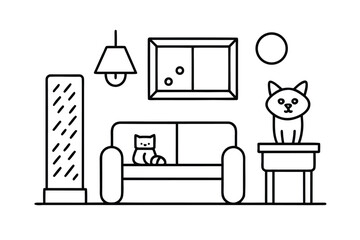 Pet Friendly Room With Cat Tree Toys And Space