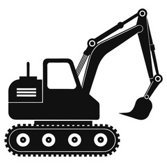 Excavator Silhouette - Heavy Construction Equipment Vector