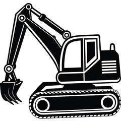 Excavator Silhouette - Heavy Construction Equipment Vector