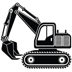 Excavator Silhouette - Heavy Construction Equipment Vector
