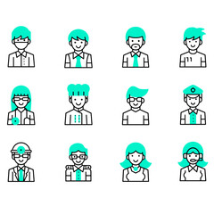 Set of Flat Avatar Icons of Various Professions