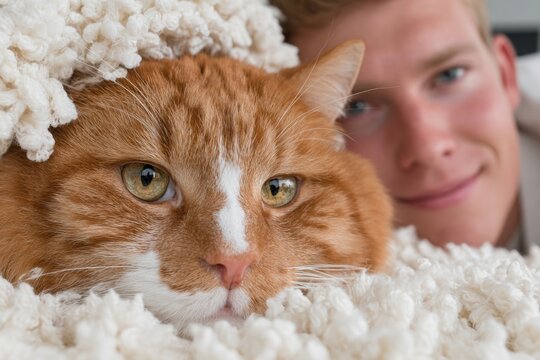 Giant feline uses bed-hat to soothe troubled souls. Garden sittings promote relaxation and happiness.