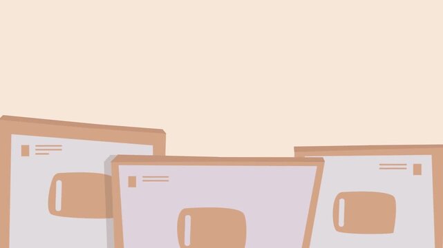 Blank white animated screen transition for 3 computer placeholder screen or motion graphics intro