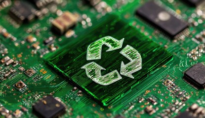 Close-up of a circuit board with a recycle symbol (2)