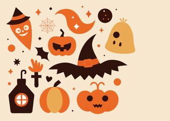 Halloween Spooky Flat Design Vector Illustration