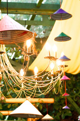 Vietnamese colorful decor. Hanging decorations.