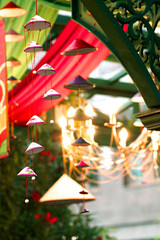 Vietnamese colorful decor. Hanging decorations.
