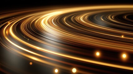 Fototapeta premium Dynamic golden light streaks swirl bstract futuristic motion background speed and energy