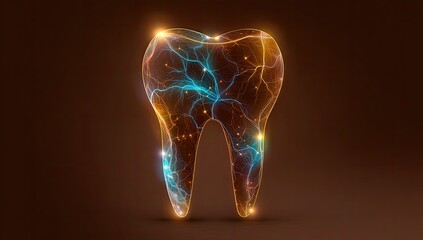 A glowing, abstract tooth image