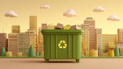 3D model of a recycling bin in a city
