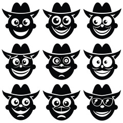Cowboy Emoticons: Funny Faces with Hats and Mustaches