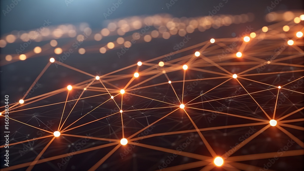 Poster a glowing network of interconnected nodes creates a futuristic design