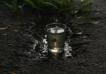 An authentic and realistic depiction of non-potable water in a glass