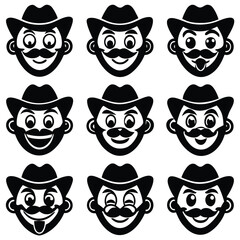 Cowboy Emoticons: Funny Faces with Hats and Mustaches