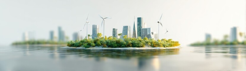 Obraz premium Sustainable city on an island
