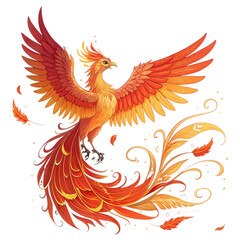 Obraz premium Majestic Phoenix in Flight A Fiery Rebirth on transparent background