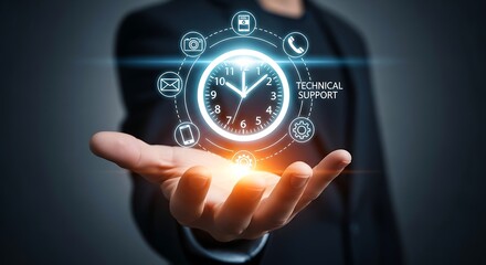 Technical Support Promise The Clock in Your Hand Guaranteeing Prompt Assistance Seamless Solutions Whenever You Need Us