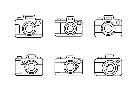 dslr camera icon line art vector illustration
