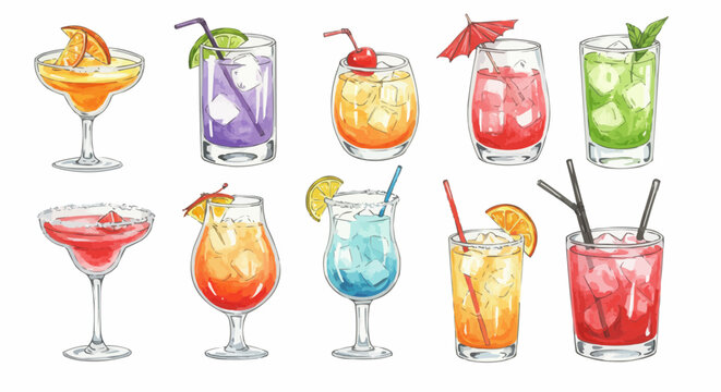 Tropical Cocktails Illustration – Summer Drinks Collection