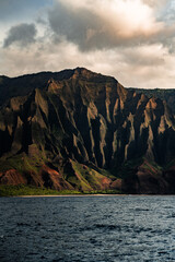 Napali Coast of Kauai, Hawaii, USA. Sunset over of the historic Polynesian coast in the Pacific...