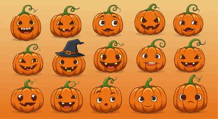 Cute Pumpkin Faces – Halloween Character Design