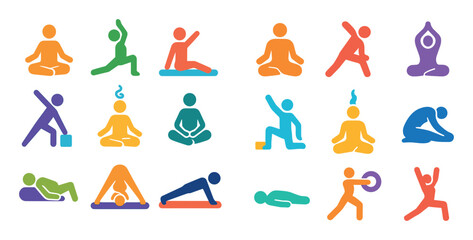 Colorful Yoga Icons