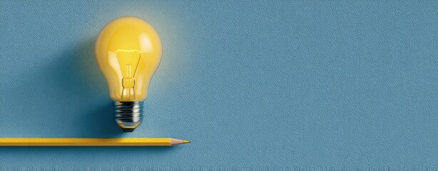 The bright yellow light bulb illuminating inspired ideas with a pencil backdrop.