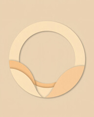 Abstract circular composition in soft earth tones showcases minimalism and harmony in design