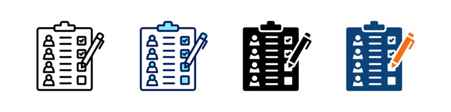 Guest List All In One Icon Multi Styles Vector Set