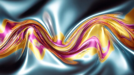 Abstract colorful swirl with metallic texture