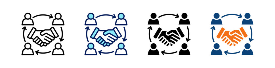 Team Building All In One Icon Multi Styles Vector Set