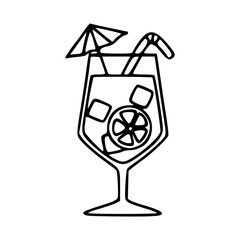 tropical cocktail drink outline vector