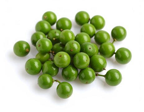 Fresh Terung Pipit (Turkey Berry) Isolated on White Background.