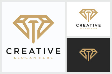 Letter T Diamond Design Inspiration. Letter T Diamond logo Symbol Logo Vector Template Design, Letter T Crown logo Design Logo Vector Illustration