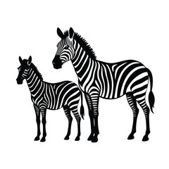 two zebra vector silhouette