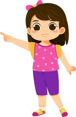 Happy Girl Pointing with Cheerful Expression