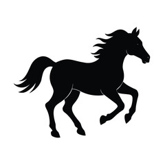 Black running horse silhouette vector.