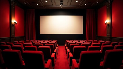 Empty Movie Theater Auditorium Awaits the Audience