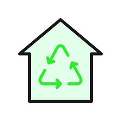 Eco-Friendly Home Symbol with Green Recycling Arrows Inside